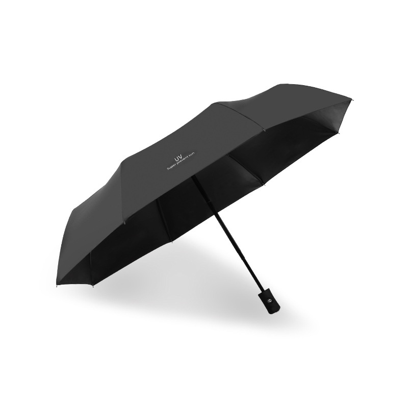 Fully Automatic Sun And Rain Umbrella:Foldable Black Vinyl Sunshade And Rain Umbrella