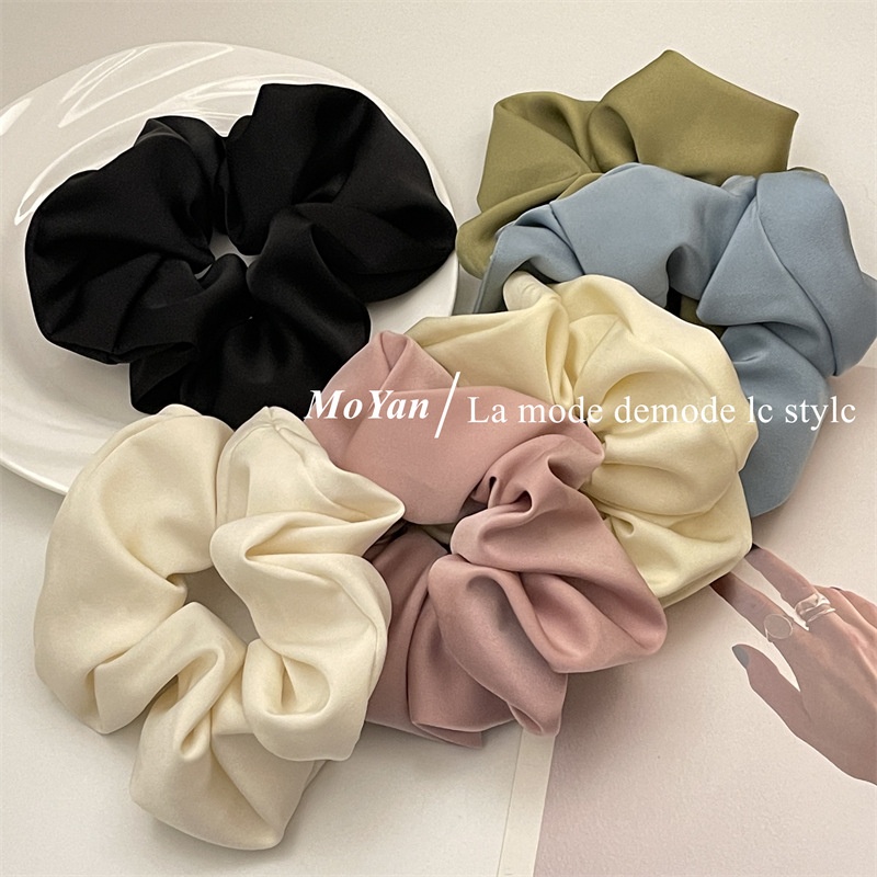 French Double-sided Satin Pig Intestine Hairband High-end Internet Celebrity Princess Troubled Seamless Hair Rope Simple Fat Intestine Hair Rope Female