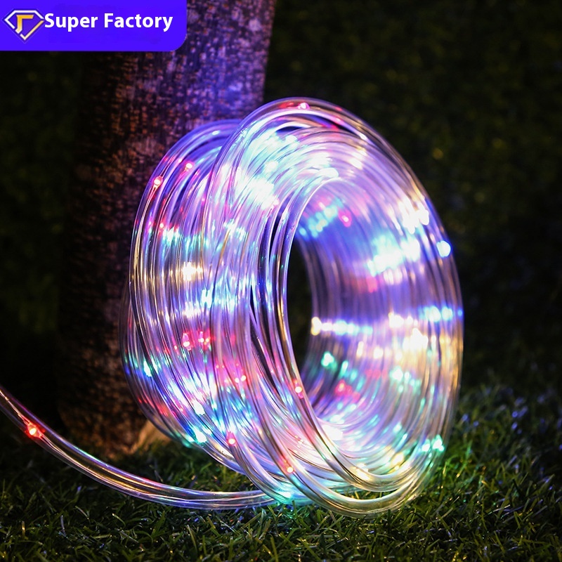 LEDSolar Tube Light Outdoor Rainproof Decorative Copper Wire Light String Christmas Courtyard Garden Decoration Rainbow Tube