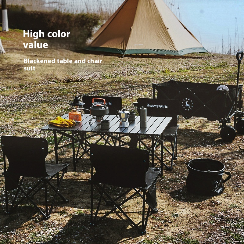 Folding Table And Chair Set Outdoor Portable Camping Folding Table Aluminum Alloy Picnic Table Camping Barbecue Egg Roll Table