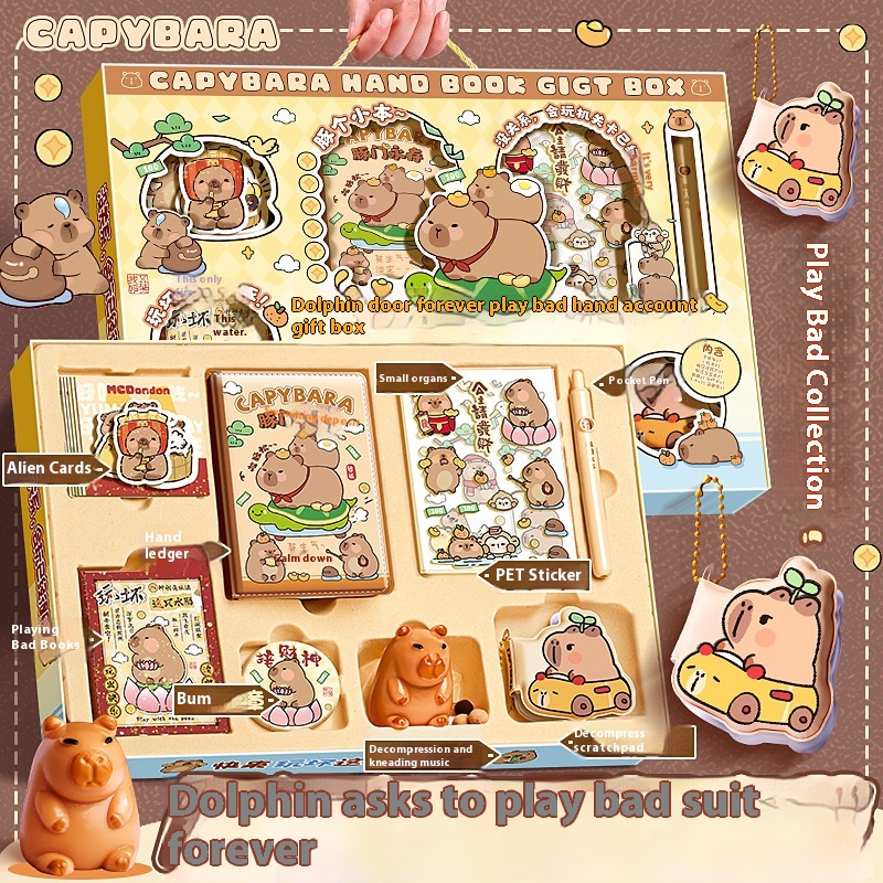 Handbook Set Gift Box Capibara Girl Cute Toy Handbook Stationery Children's Day