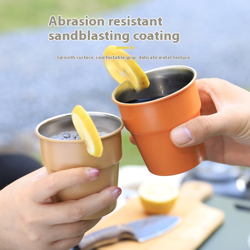 Outdoor Folding304 Stainless Steel Water Cup Portable Mug Picnic Coffee Cup Camping Equipment300 MLStacking Cup