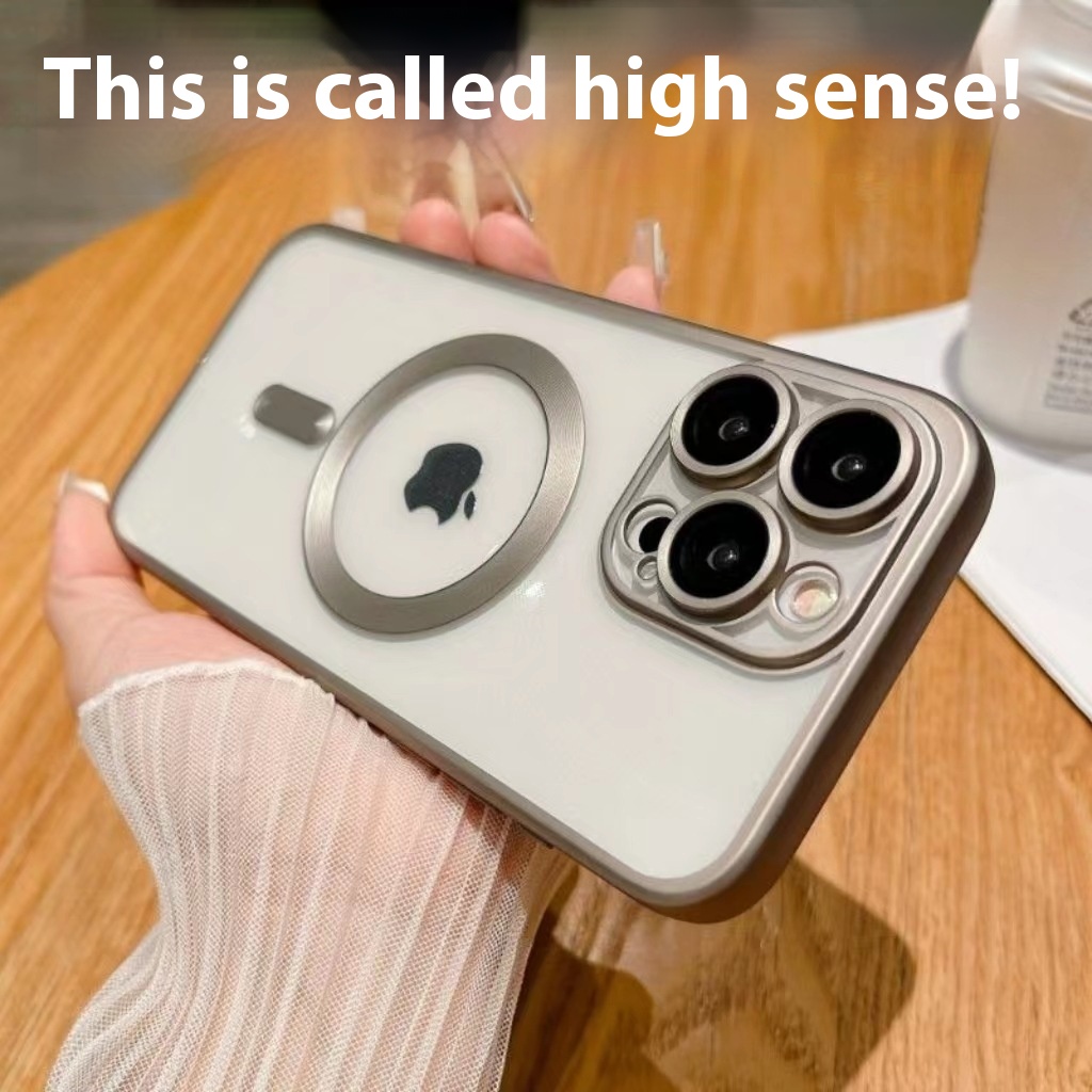 Titanium Metal Electroplating Matte Original Color IPhone16 Suitable For Apple14/15 Mobile Phone Case13pro Magnetic