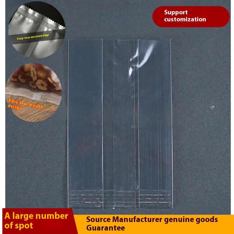 Transparent Back Seal Bag Food Moisture-proof Packaging Bag Opp Heat Seal Food Bag Middle Seal Accordion Bag Customization
