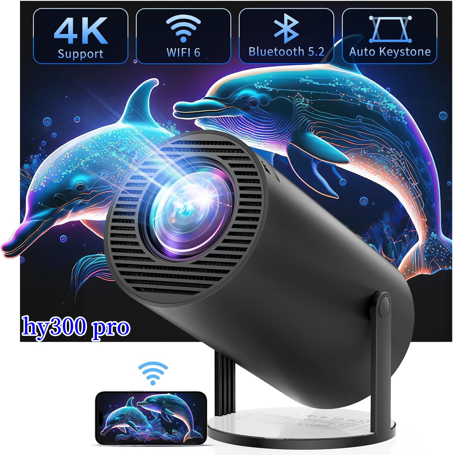 Hot-selling Hy300pro Projector4k Ultra-high-definition Cinema Mobile Phone Projection Android Mini Projector