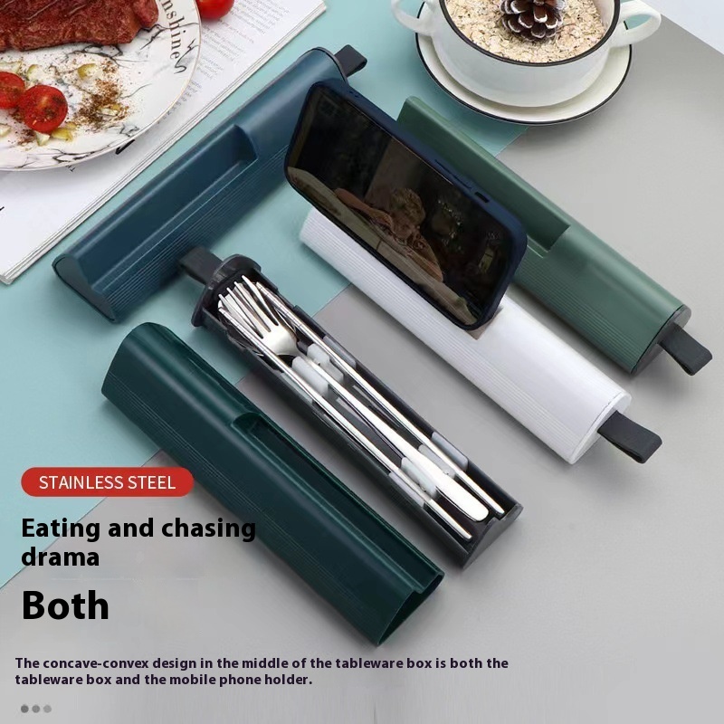 304 Stainless Steel Cutlery Set Korean Student Outdoor Portable Spoon Fork Chopsticks Three-piece Set Advertising Gift Crystal