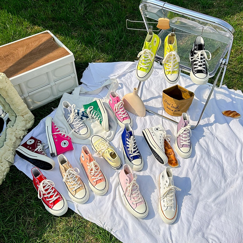 1970s Student High-top Canvas Shoes For Women Autumn Retro Hong Kong Style Shoes All-match Korean Casualy Shoes