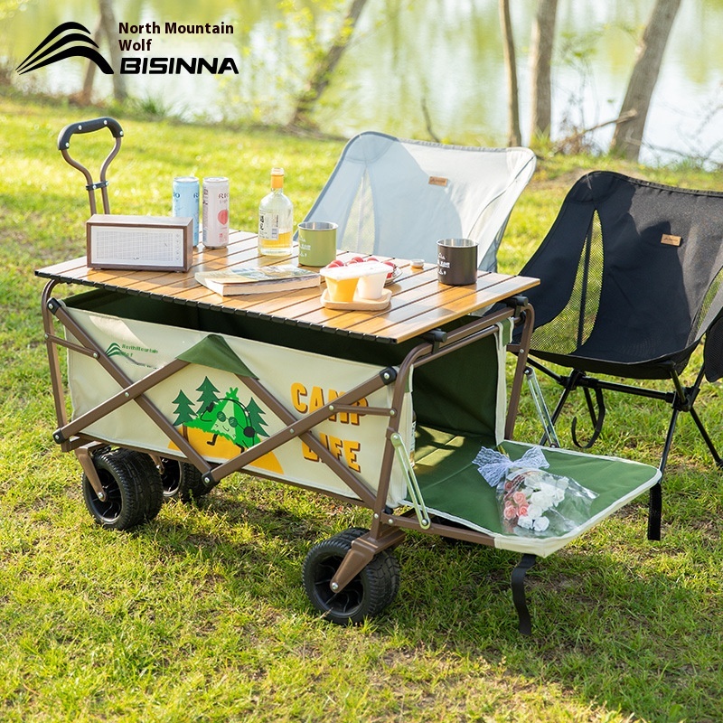 Beishan Wolf Camping Cart Campsite Picnic Camping Can Add Folding Table Board Outdoor Portable Stall Hand-pull Small Trailer