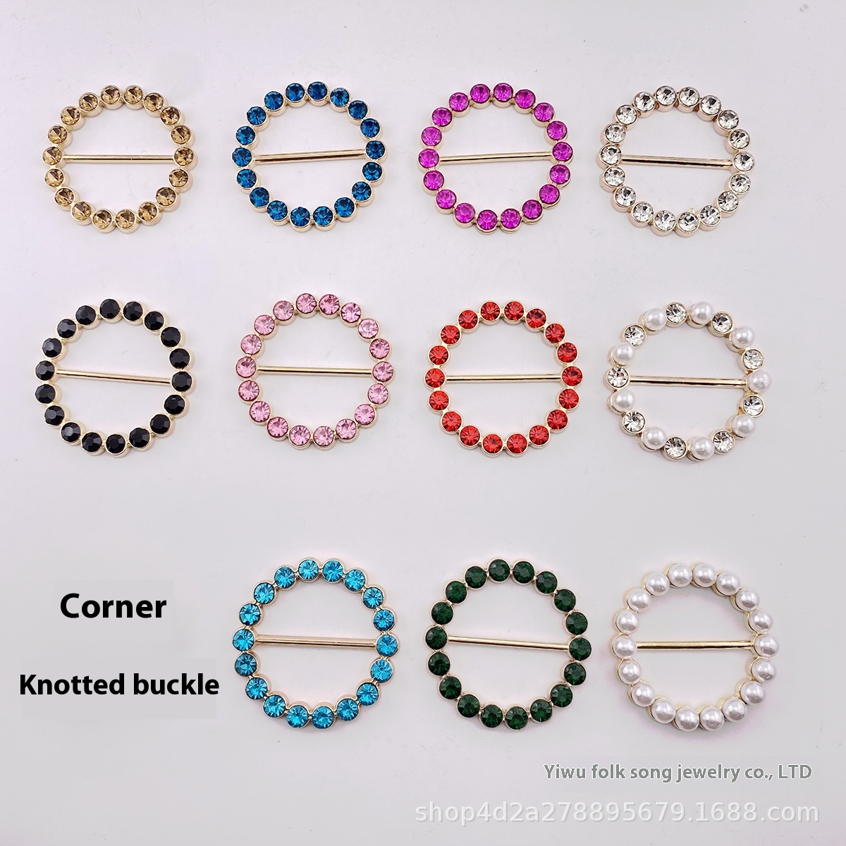 High-grade Metal Knotted Buckle Short-sleeved Decorative Buckle Shirt Hem Fixed Buckle Versatile High-grade Pearl Diamond Silk Scarf Buckle