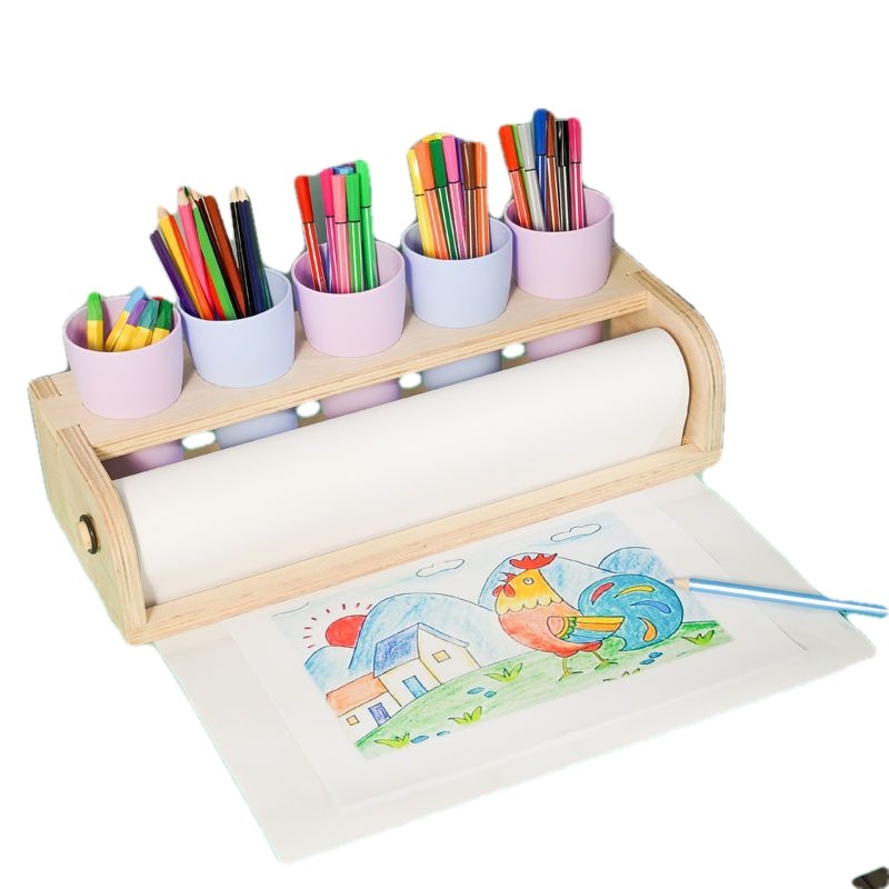 Creative Children's Desktop Easel Baby Graffiti Simple Solid Wood Drawing Board Painting Axis Paper Roll Holder Art Free Shipping