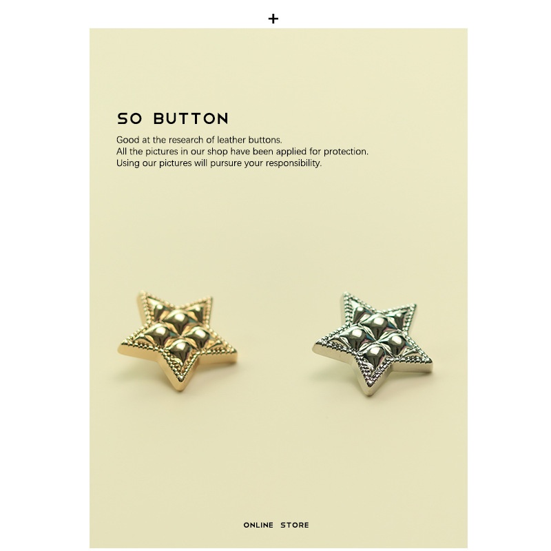 Yisen ESSTUDIOFive-pointed Star Metal Button Xiaochan European And American Style Cardigan Sweater Jacket Leather Coat Button