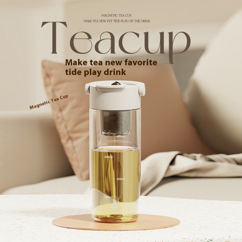 Simple Magnetic Bubble Tea Cup Summer Plastic Sports Water Cup Summer Cool Cup Tea Water Separation High Value Magnetic Suction Cup