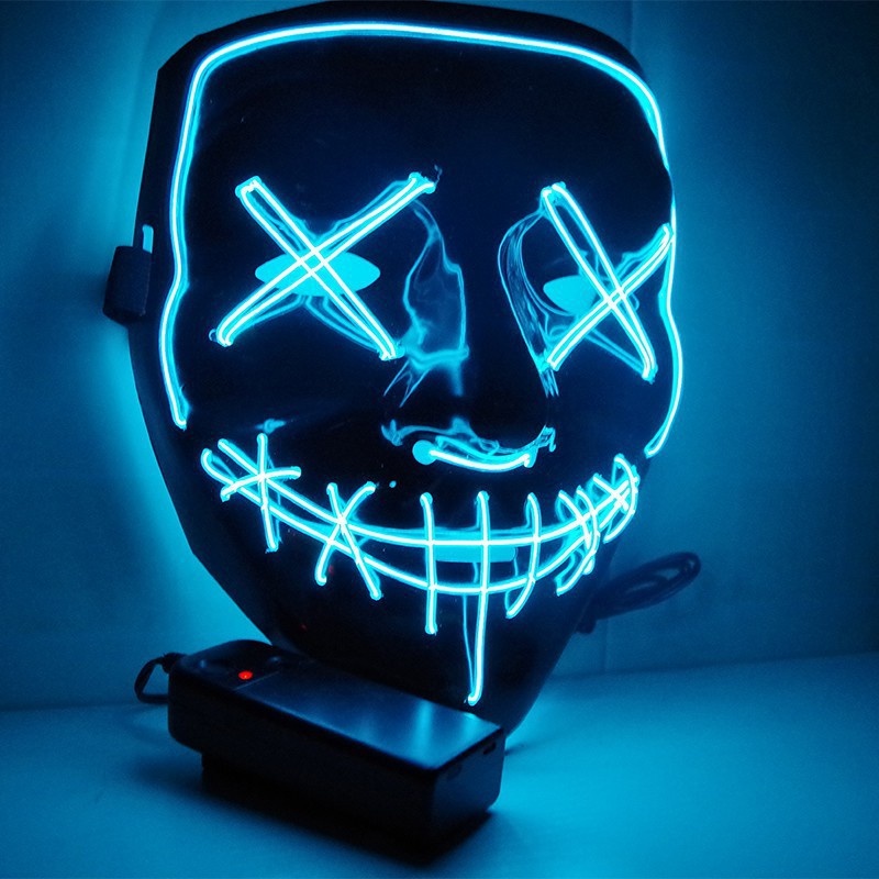 Led Luminous Black VMask Cold Light Halloween Mask Ghost Dance Luminous Mask
