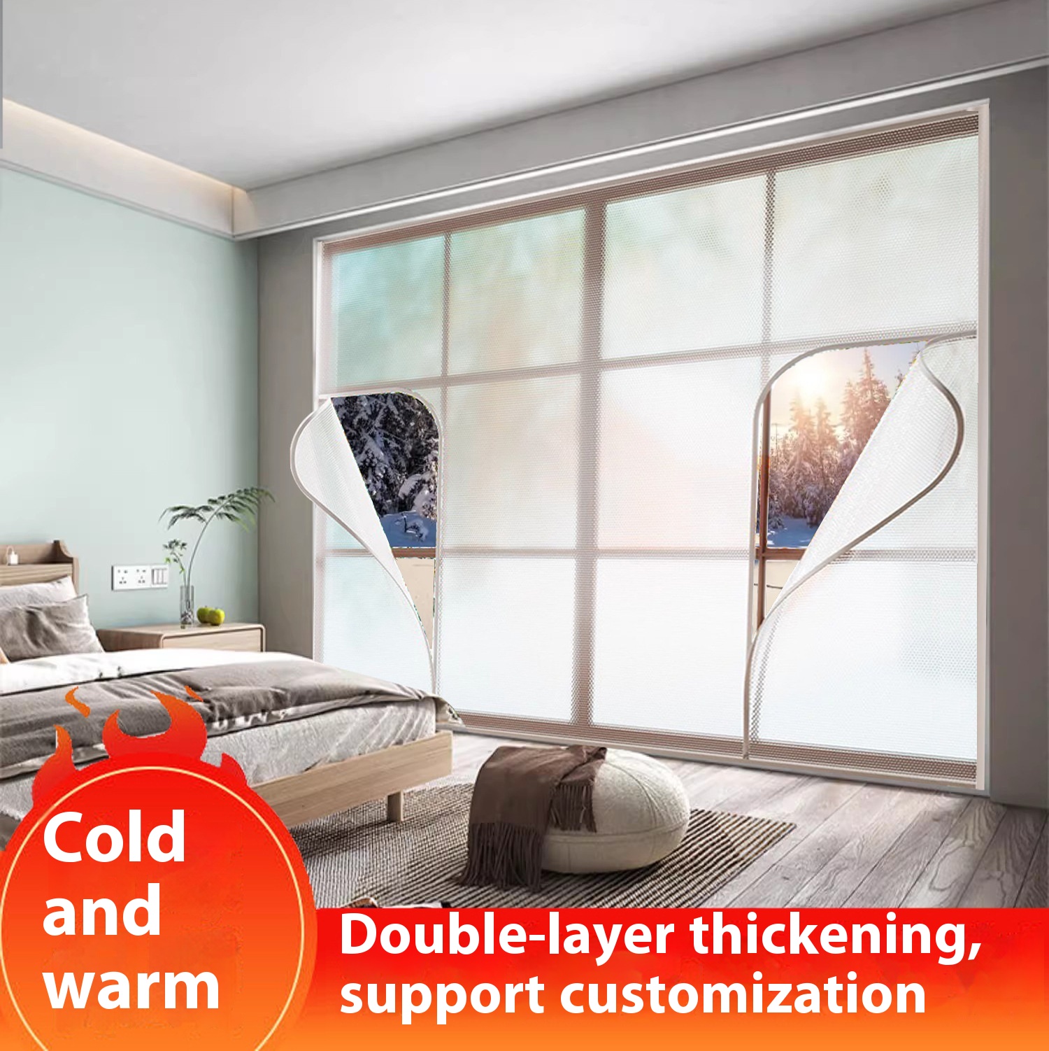 Winter Windowulation Film-Double-Layer Thickened Thermal Curtain,Cold-Weather Sealing Strip For Windproof Andulation,Winter Draft Blocker And Cold Protection
