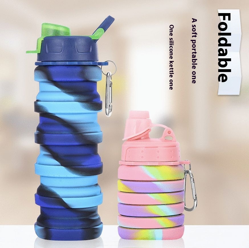 Creative Silicone Foldable Water Cup Outdoor Sports Portable Water Bottle Cycling Running500ml Portable Water Bottle