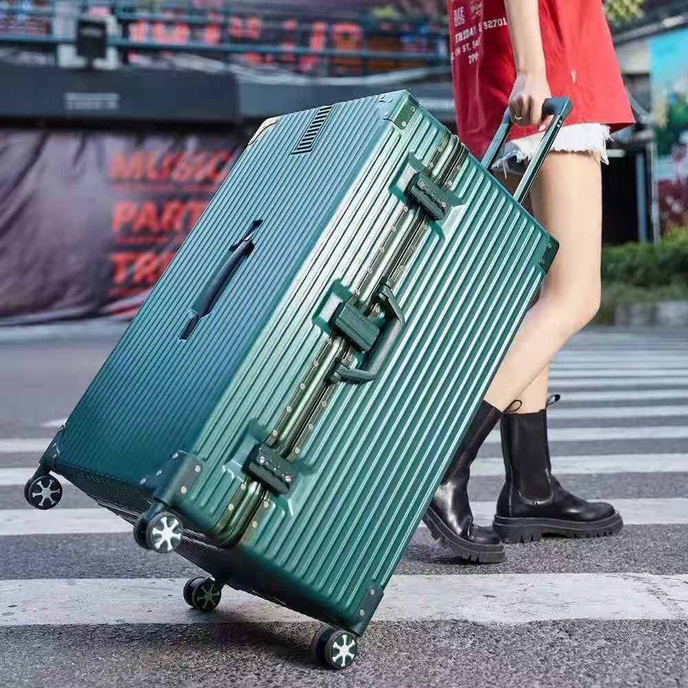 Thickened Suitcase For Female Students,Trolley Password Box For Men,Oversized40 Suitcase,50-inch Large Capacity Aluminum Frame Zipper Box