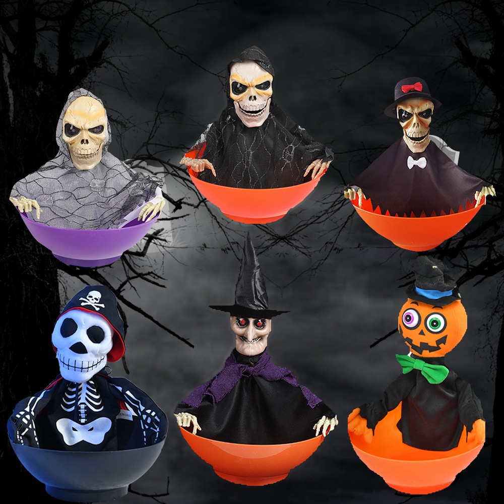 Halloween Electric Fruit Plate Ghost Will Glow Ghost Scream Swing Secret Room Horror Atmosphere Decoration Props