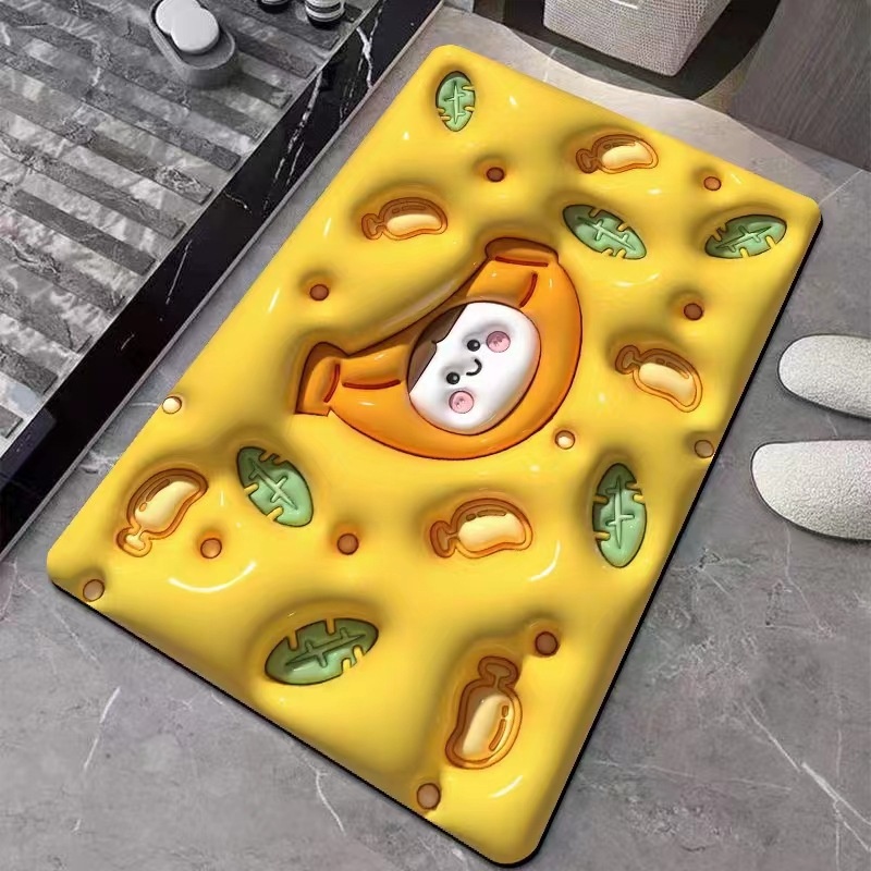 4mm Thick3 DFloor Mat,Expanding Soft Diatomaceous Earth Absorbent Bath Mat,Non-Slip Bathroom And Toilet Mat