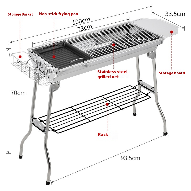 Barbecue Grill Large Barbecue Grill Frying And Grilling Dual-purpose Barbecue Grill Outdoor Portable Folding Barbecue Grill Luxury Barbecue Grill