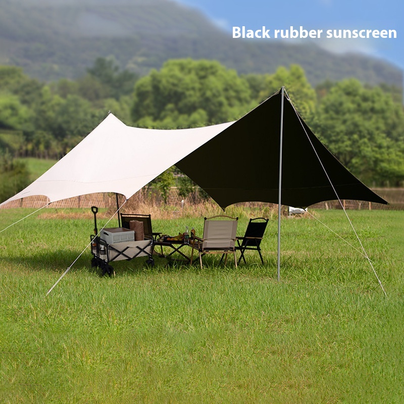 Black Plastic Hexagonal Canopy Tent Waterproof Pergola Lightweight Silver-coated Sunscreen Canopy Cloth Outdoor Camping Rainproof Sunshade