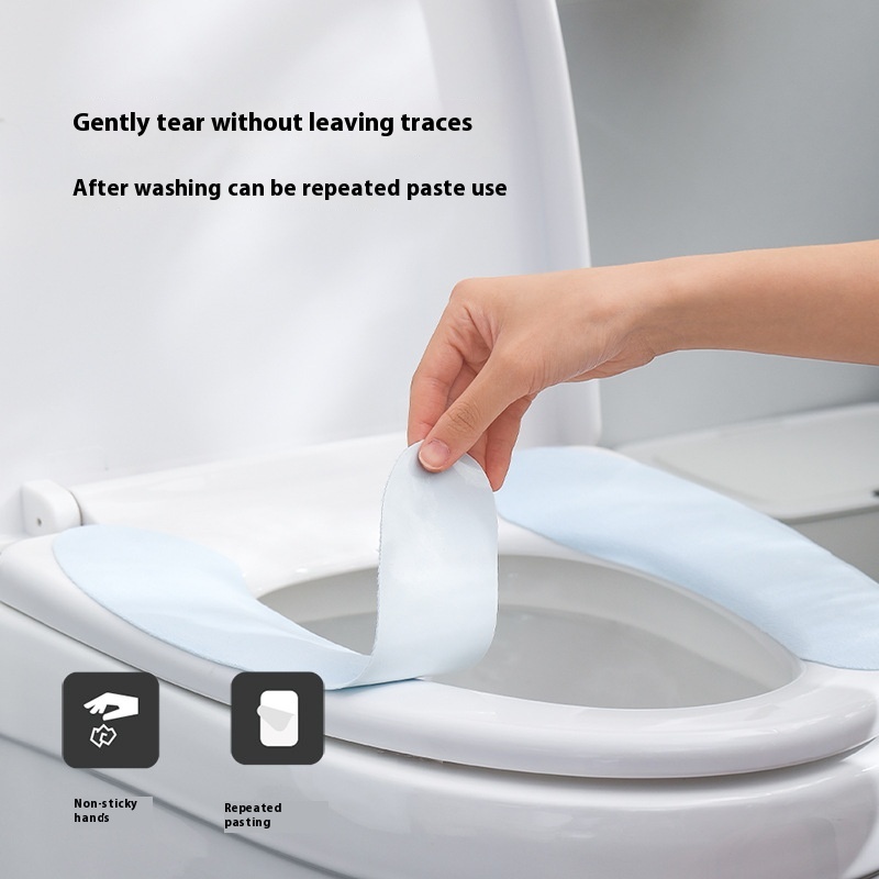 Fasola Household Crystal Velvet Toilet Mat Adhesive Bathroom Warm Toilet Mat Washable Enlarged Toilet Sticker