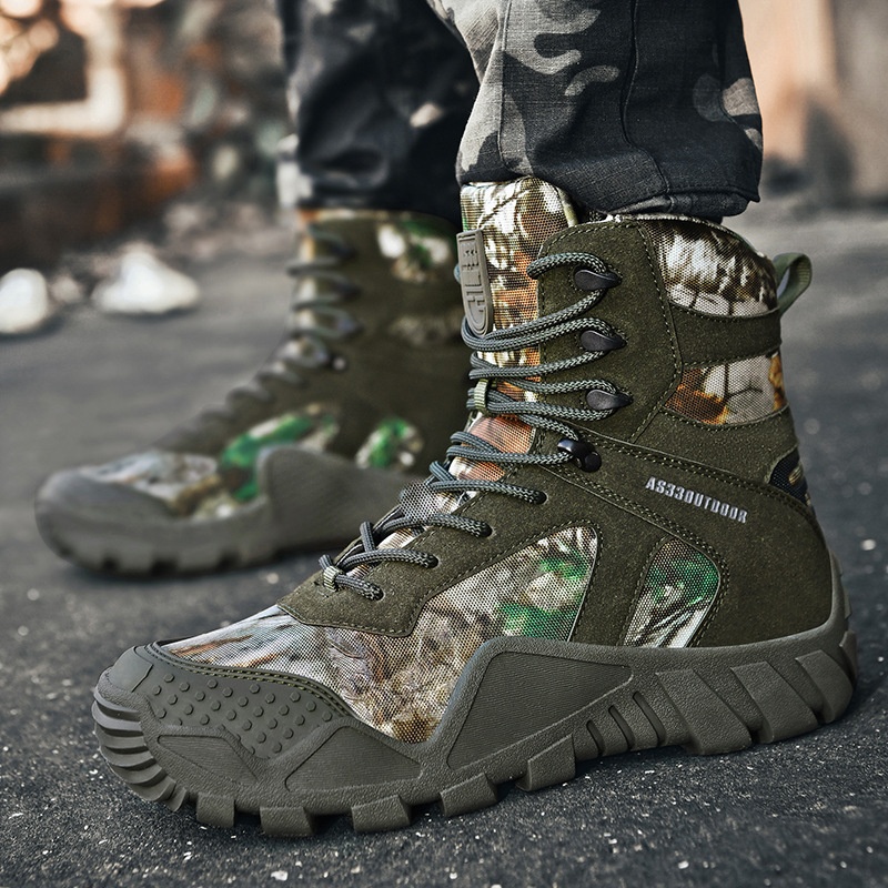 Four Seasons Zhongbang Camouflage Large Size Breathable Tactical Boots Special Forces Outdoor Hiking Wear-resistant Training Combat Boots