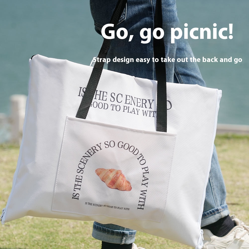 Ultrasonic Outdoor Picnic Mat Travel Camping Thickened Portable Picnic Picnic Moisture-proof Mat Zipper Portable Lunch Bag