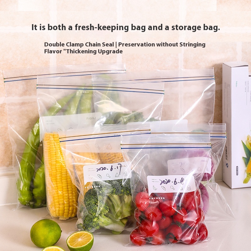 Fa So La Double-layer Zipper PEDense Bag Double Zipper Sealed Thickened Fruit Food Refrigerator Fresh-keeping Bag