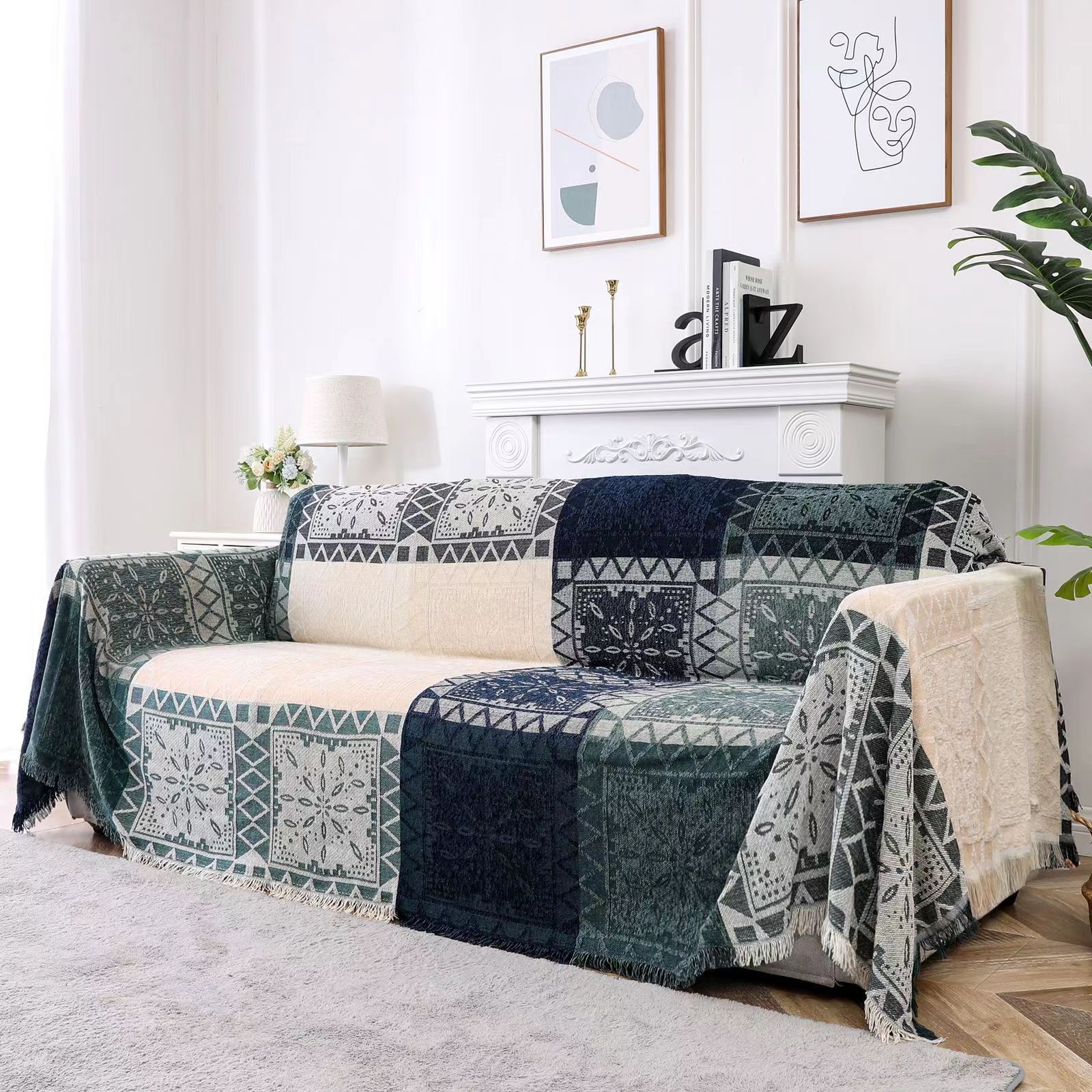 Nordic Folk Style Full Cover Chenille Blanket Sofa Towel Sofa Cover Blanket Sofa Cover Cloth