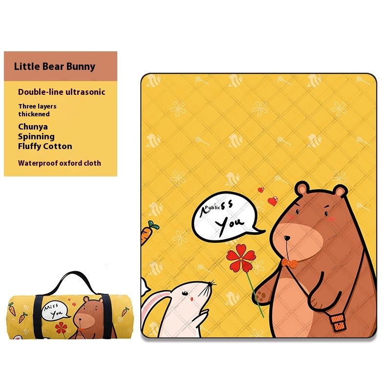Ultrasonic Picnic Mat Thickened Cartoon Bunny Bear Beach Camping Mat Waterproof Outdoor Camping Moisture-proof Mat