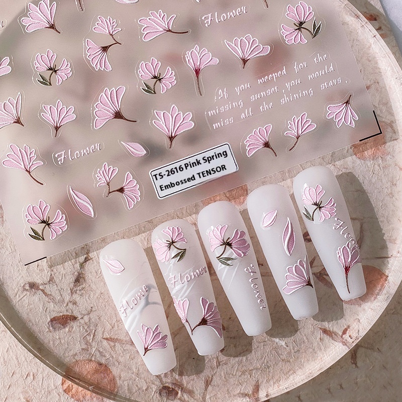 Iron Element Technology Japanese Thin And Tough Nail Stickers Pro Frosted Thin Transparent Adhesive Nail Art TS-2615 Pink Spring