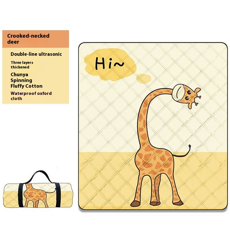 Ultrasonic Picnic Mat Thickened Camping Cartoon Portable Beach Camping Mat Deer Outdoor Travel Equipment Moisture-proof Mat
