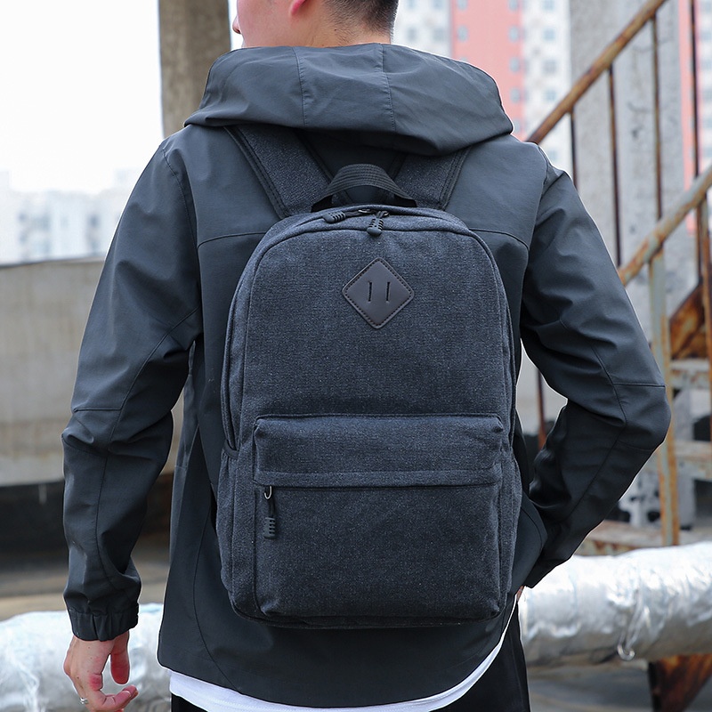 Men's Casual Korean Version Of College Student Backpack Simple Fashion Canvas Travel College Outdoor Sports Women's Bag