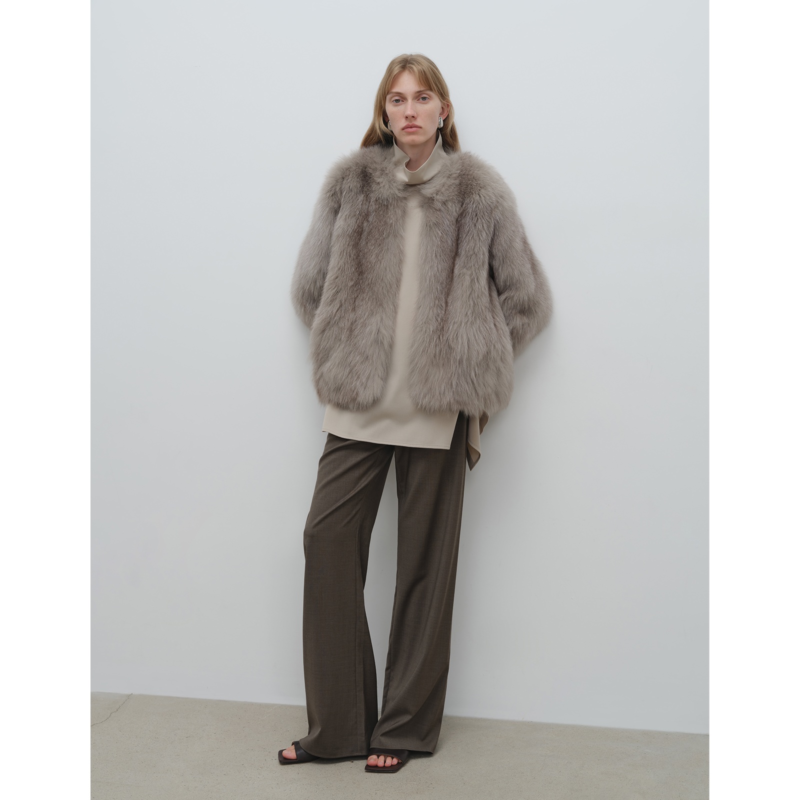 AFox Fur Triangle Collar Fur Coat Women Foreign Trade Winter Imitation Fur Coat