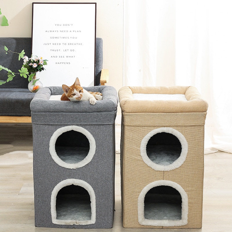 Three-story Villa Cat House Four Seasons Universal Warm Cat Bed With Claw Sharpening Double-layer Cat House Folding Cat House
