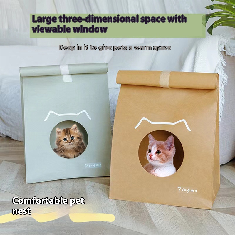 DIYCat House,Washable Kraft Paper Pet Bed,Scratch-Resistant And Durable,All-Season Eco-Friendly