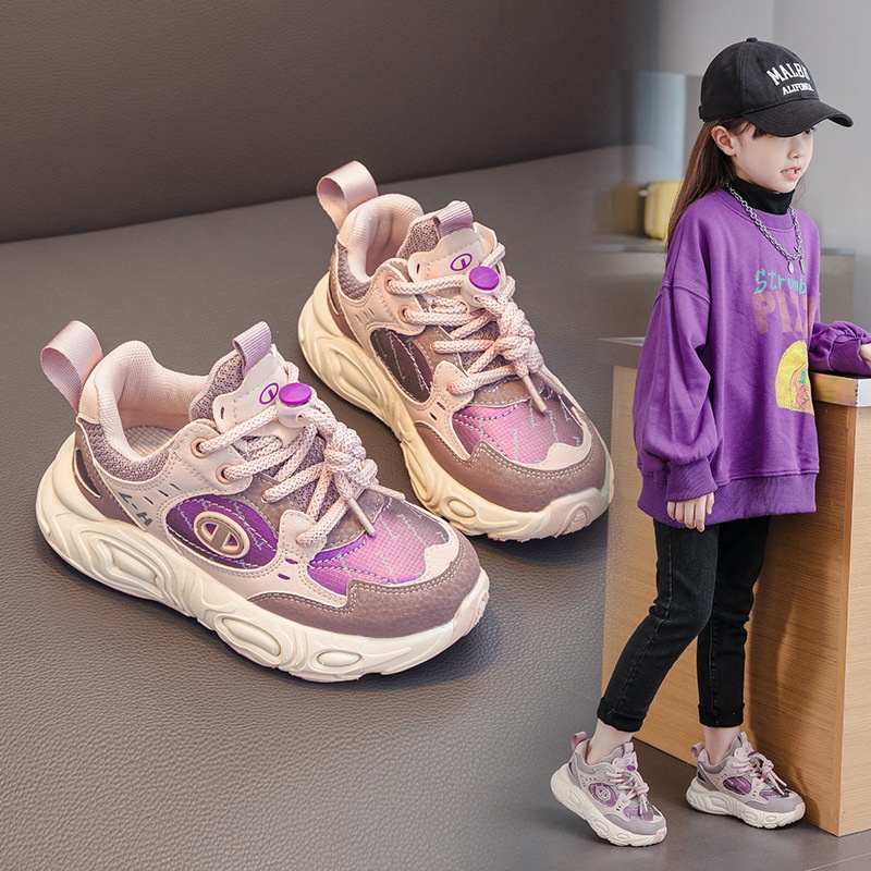 Girls Shoes Spring And Autumn Children's Sports Shoes Korean Version Of Large And Medium-sized Children's Casual Plus Velvet Girls Dad Shoes