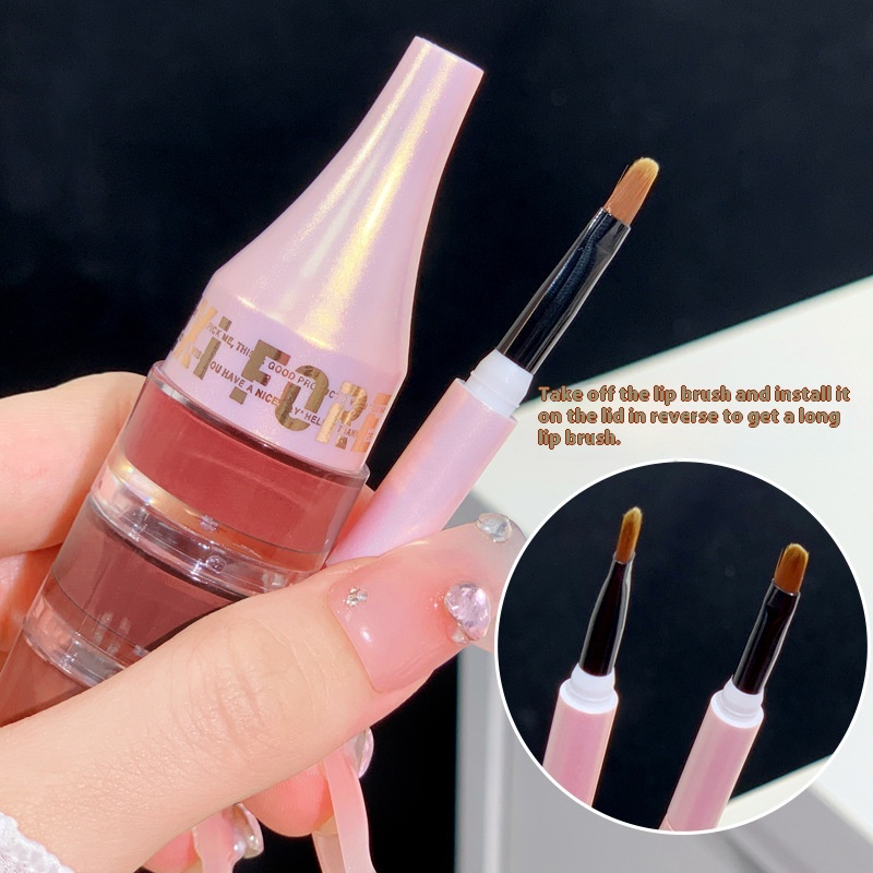 XIXIStacking Three-color Lip Mud Lipstick Canned Matte Matte Student Party Whitening Daily Affordable Not Easy To Stain Cup