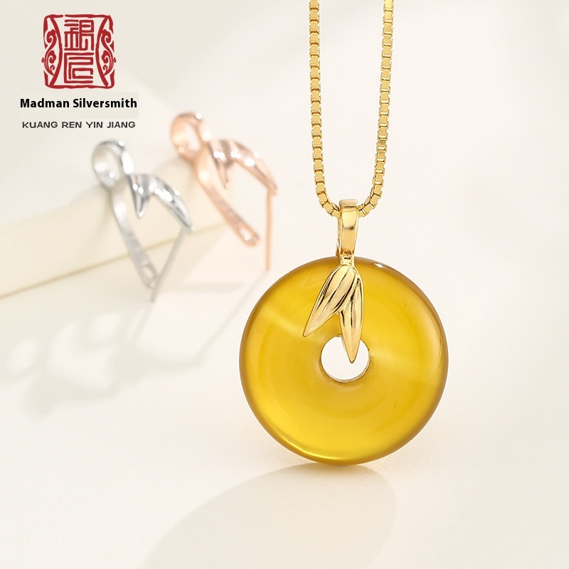 S925 Sterling Silver Small Peace Buckle Clip National Bamboo Leaf Clip Diy Accessories Pendant Buckle Silver Buckle Men And Women