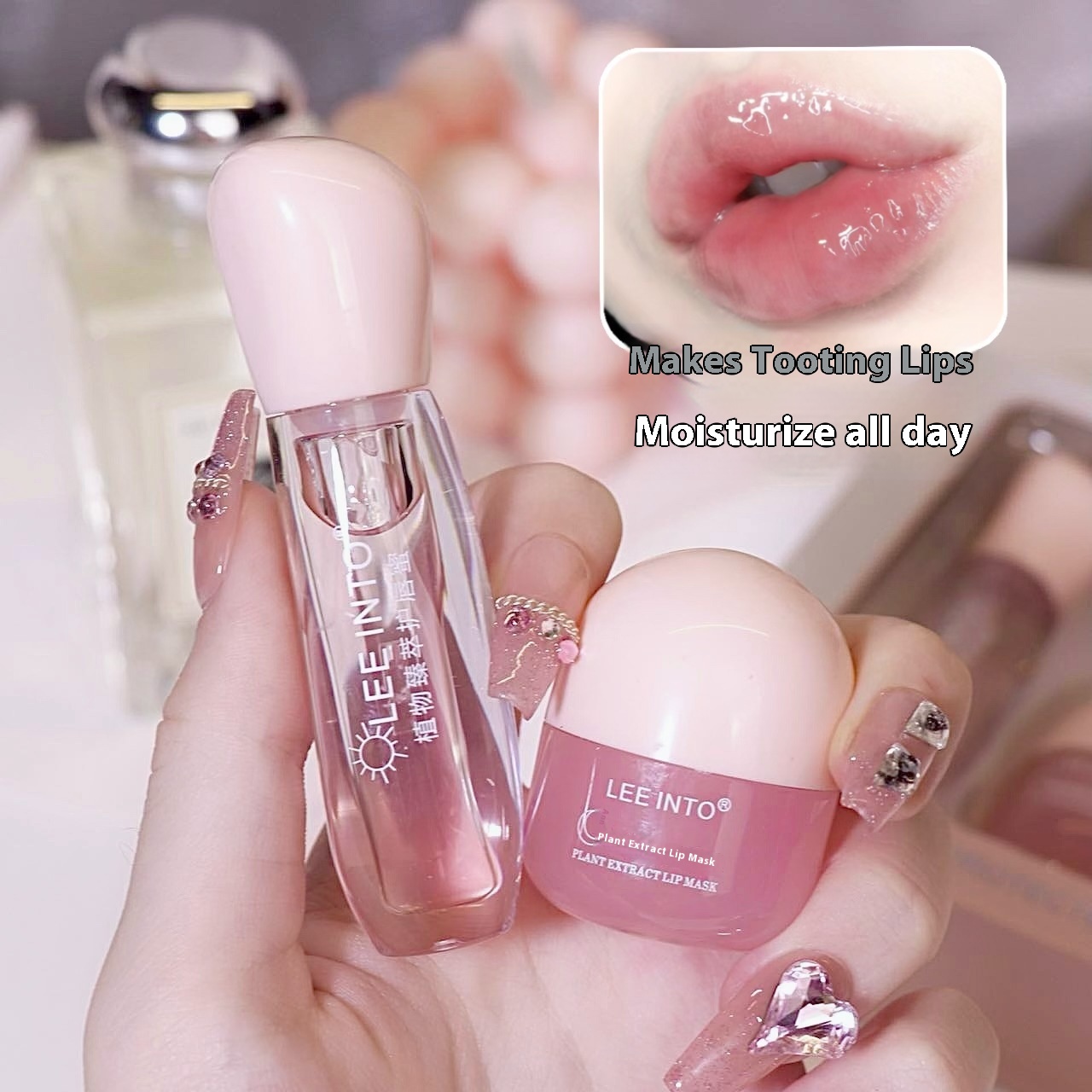 Makeup LEEINTOPlant Extract Day And Night Lip Mask Set Day And Night Sleep Fade Lip Lines Moisturizing Lip