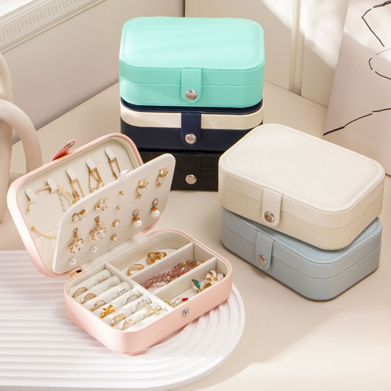 Portable Small Jewelry Box Flip Cover Jewelry Box Ring Earring Necklace Storage Box Birthday Gift Earring Plate Jewelry Box
