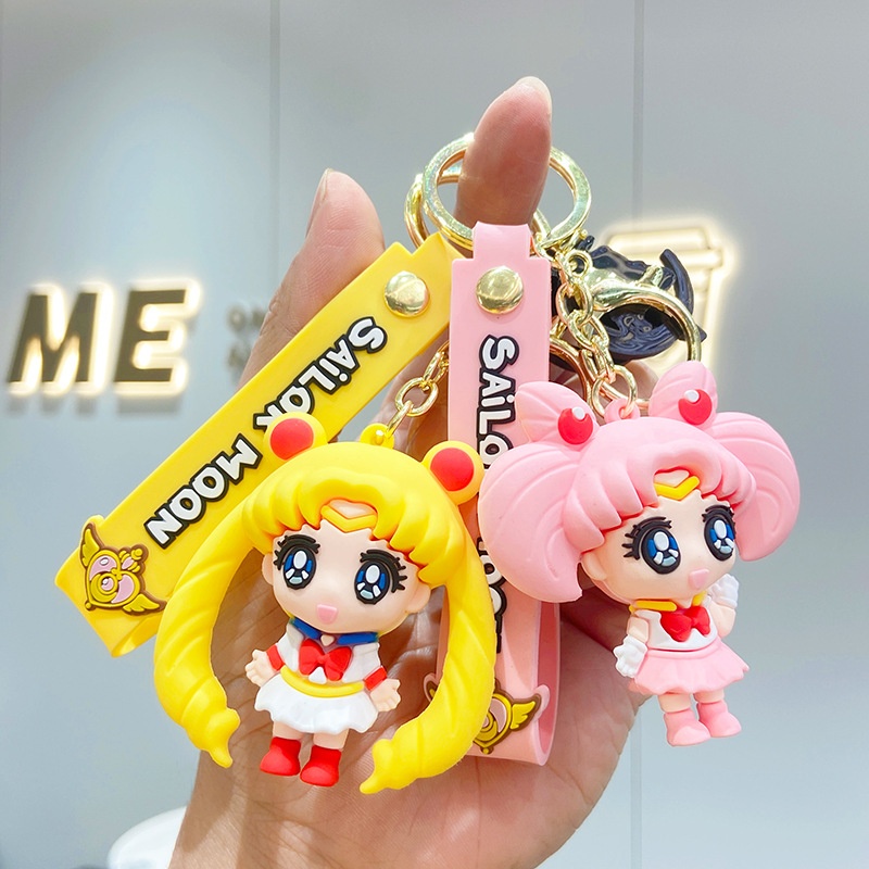 Sailor Moon Cartoon Keychain Female Exquisite Couple Schoolbag Small Pendant Tsukino Rabbit Doll Car Keychain