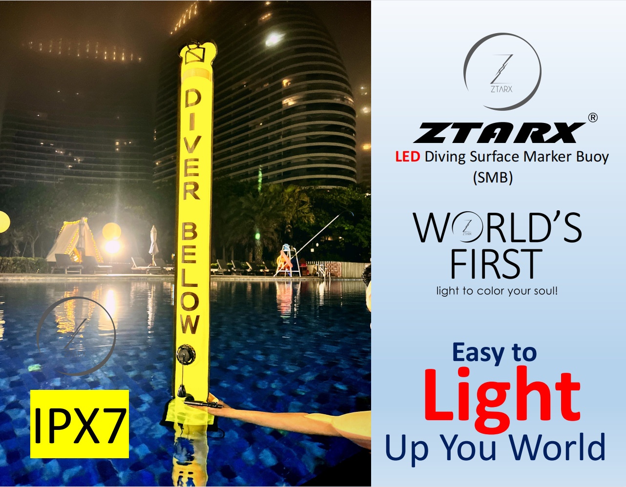 ZTARXPatented LEDLuminous Diving Buoy Marine Buoy Signal Stick Luminous Warning Buoyancy Elephant Pull