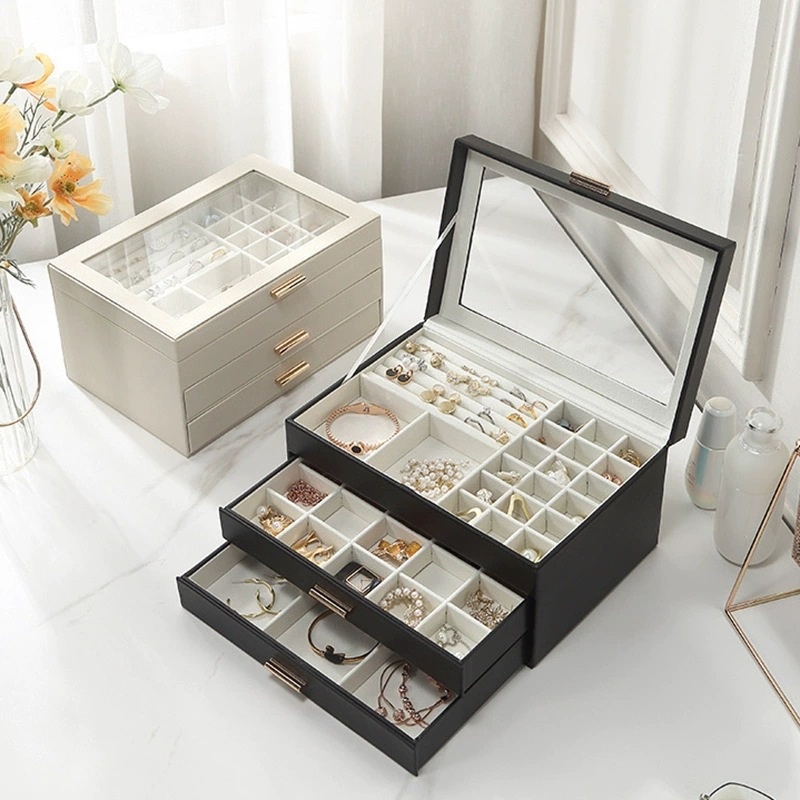 Light Luxury Jewelry Box Earrings Earrings Jewelry Necklace Multi-layer Jewelry Storage Box Large Capacity