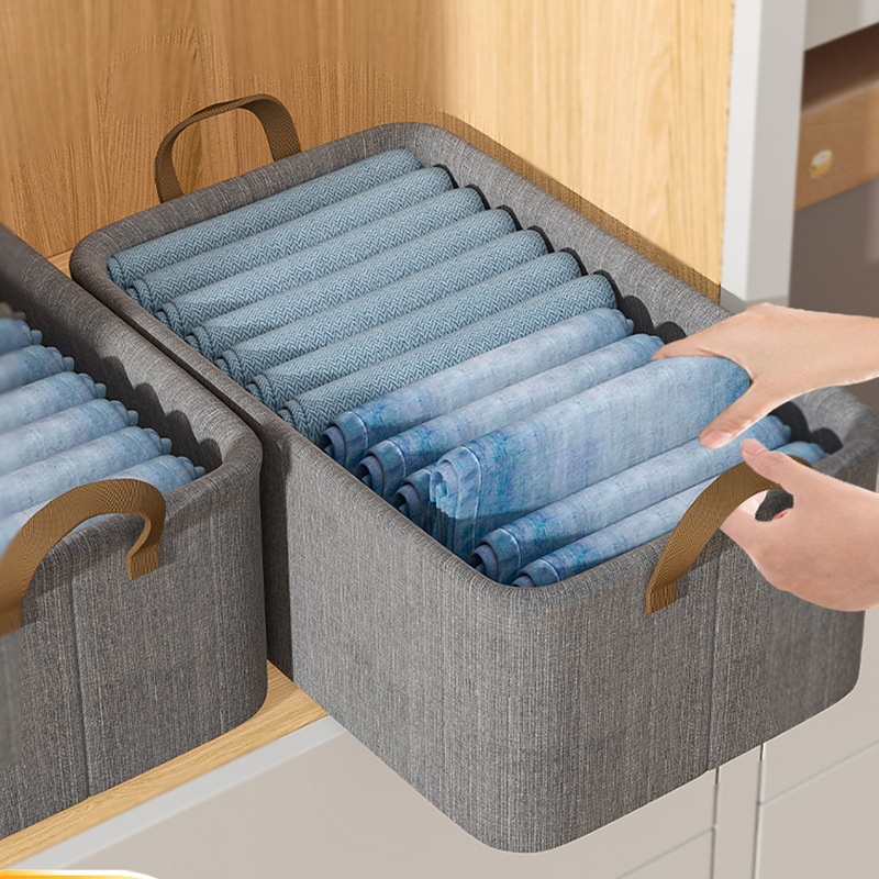 Clothes And Pants Storage Box Household Drawer-style Wardrobe Layered Cationic Folding Clothing Storage Box Storage Artifact