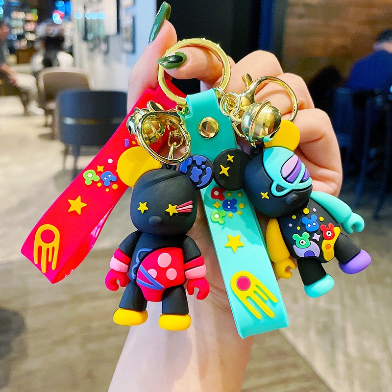 Creative Personality Graffiti Bear Keychain Couple Schoolbag Pendant Cute Doll Keychain Pendant Small Gift