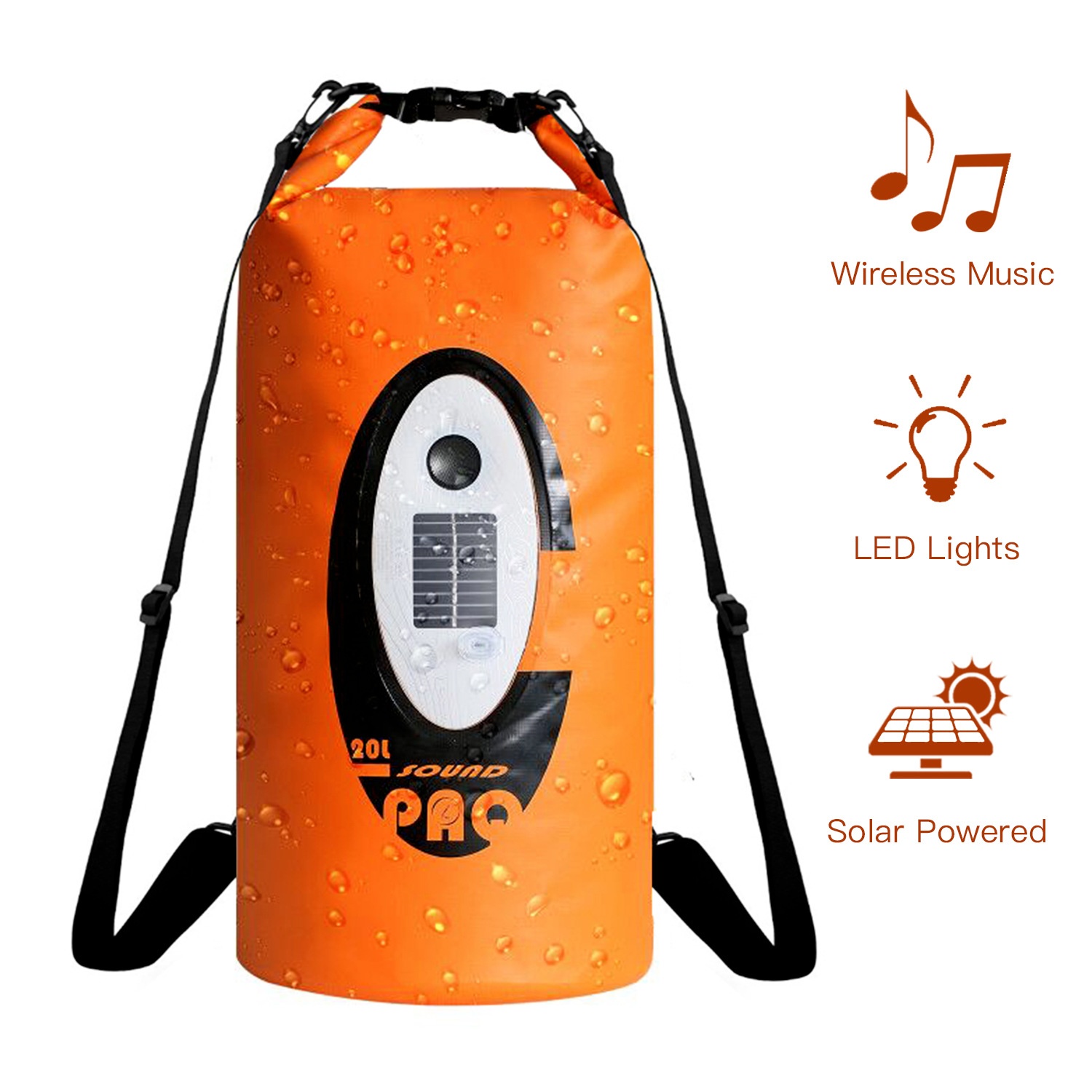 ZTARXPatented Beach Waterproof Bag Swimming Rafting Solar Audio Waterproof Bucket Bag LEDCycling Waterproof Bag