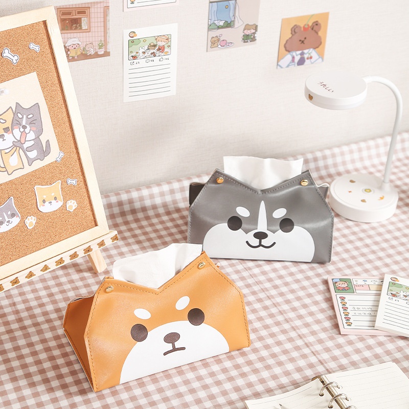 Light Luxury Retro Leather Tissue Box Nordic Style Home Tissue Box Creative Napkin Box Living Room Tissue Storage Box