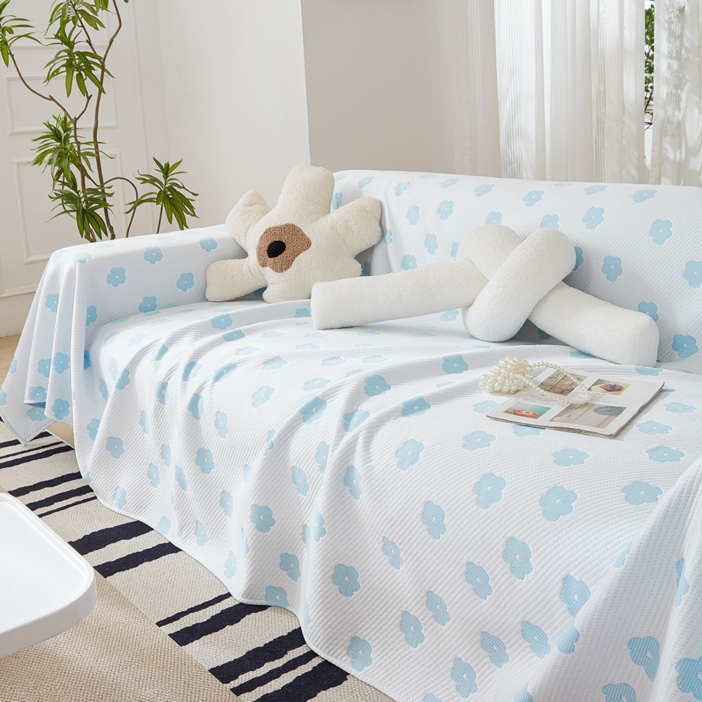 Summer Full Cover Cool Ice Silk Sofa Towel Summer Style Green Cool Flower Sofa Cover Cloth