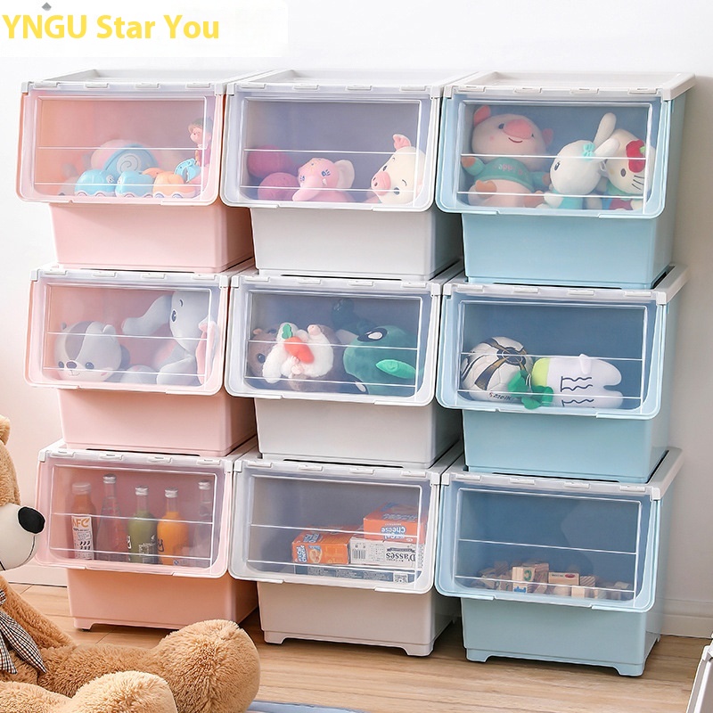 Xingyou Hippopotamus Storage Box Transparent Mobile Pulley Bedroom Seasonal Clothing Storage Box Living Room Bathroom Storage Box